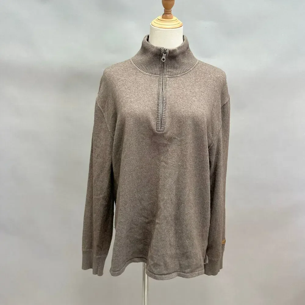 The North Face brown 1/4 zip wool blend‎ pullover sweater mens Size Large Unisex